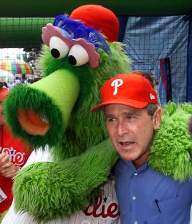 George W. Bush with the Phillie Phanatic